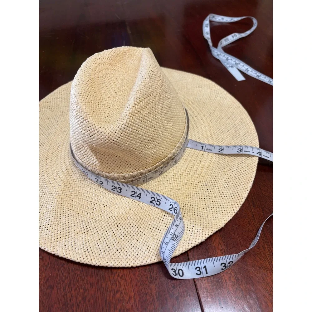 Gigi Pip Womens Wide Brim Fedora Straw Sun Hat XS Boho Summer Coastal Festival